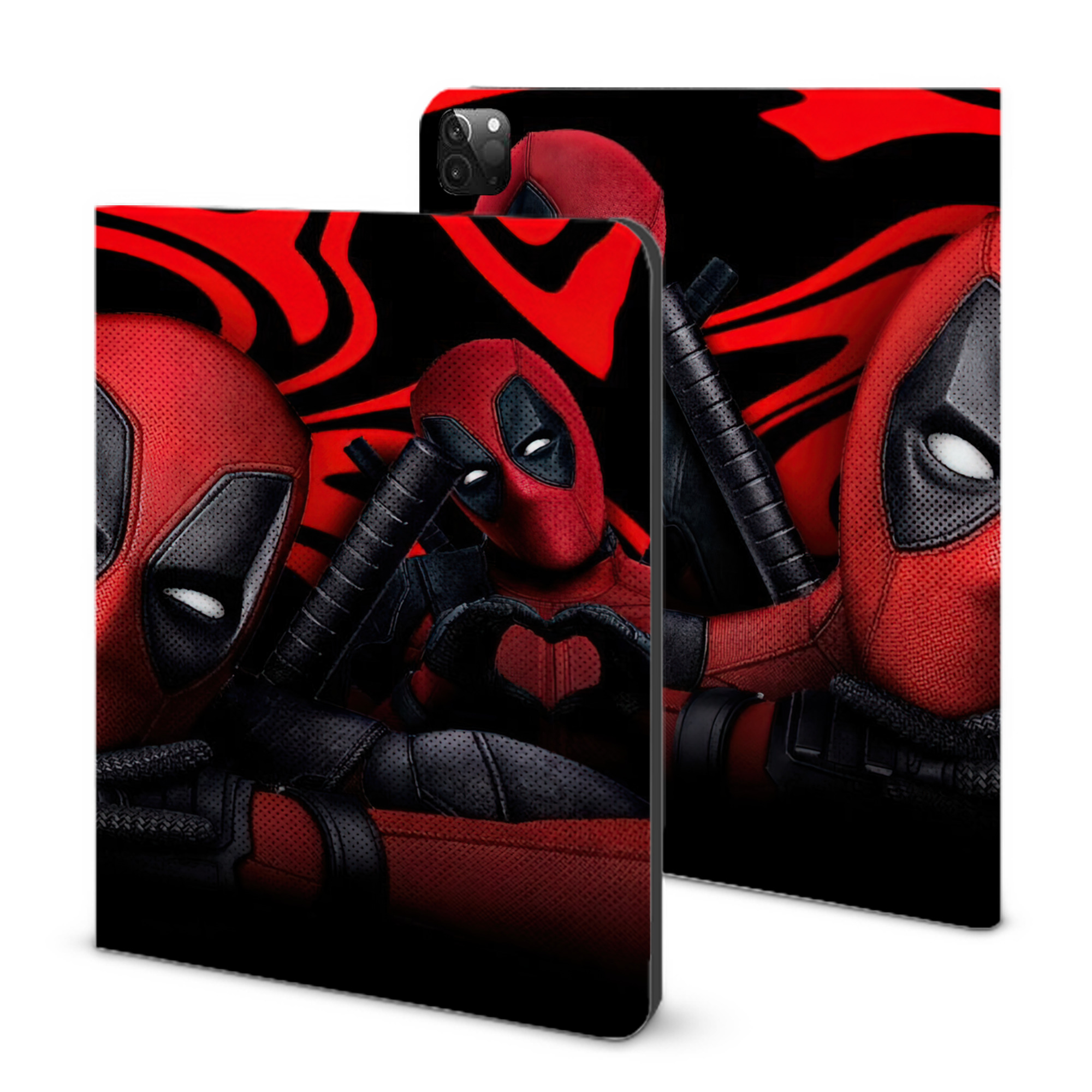 （画像用） Deadpool デッドプール IPadケース ペンホルダー付き ブックスタイルデザイン